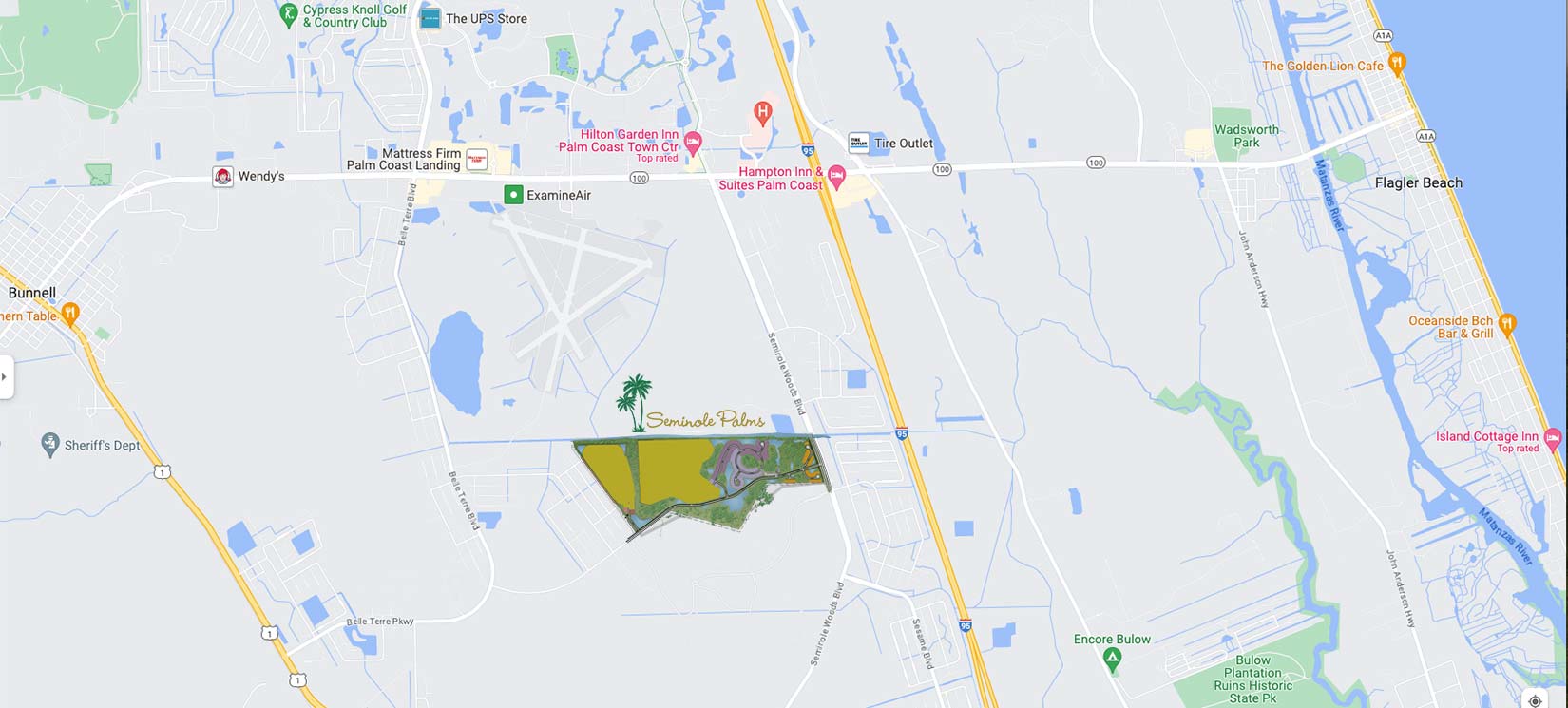 Seminole Palms Community Regional Locator Map - Palm Coast Florida